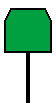 green square sign w/ nipped upper corners