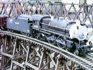 The Lionel Atlantic crossing a trestle