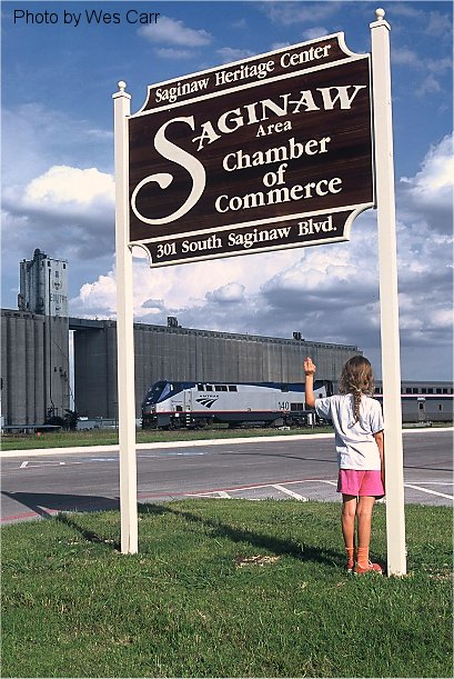 waving at Amtrak - 
Saginaw, TX
