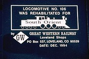 South Orient Stencil - Locomotive 106