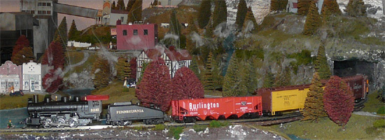 Steam Train blowing smoke - Justin Time layout