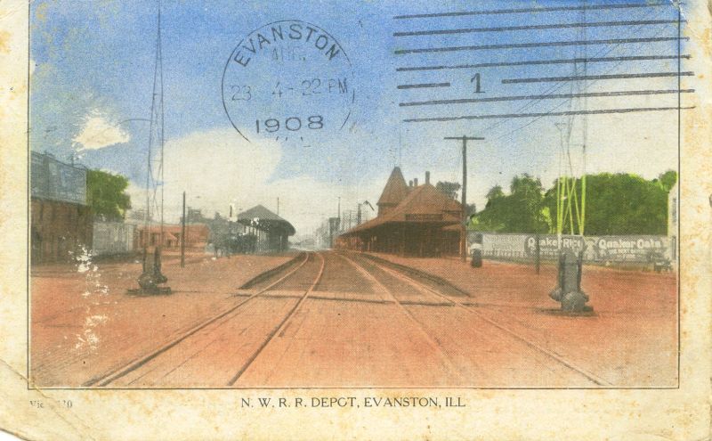 The C&NW's Davis Street station ca. 1908