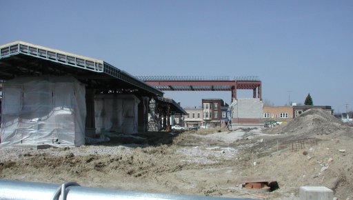 Racine BUS center piers frame renewed State Street buildings