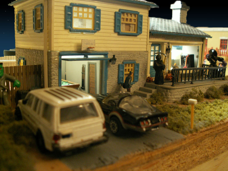 Custom decorated house at Halloween