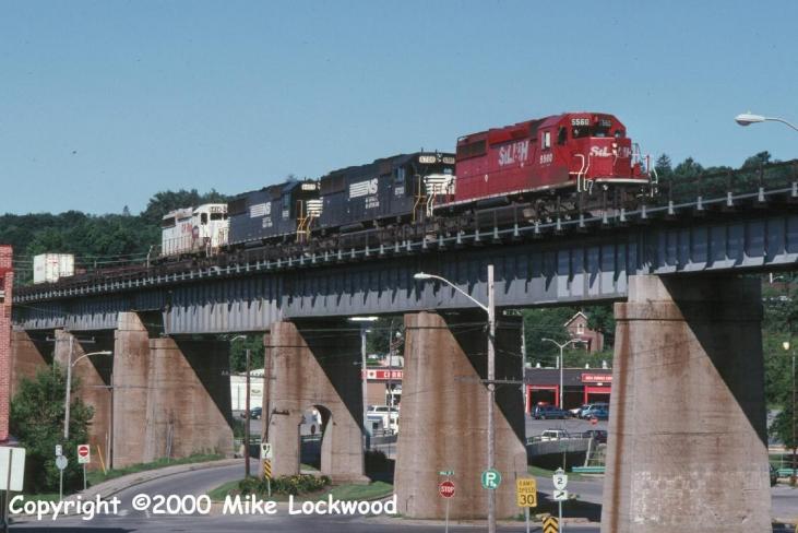 SLH 5560, NS 6700, NS 6655, and CP 5416 on #918 July 11/98 at Port Hope
