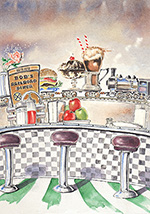 Commission for a man who had fond
 memories of eating at a railroad diner in his youth.