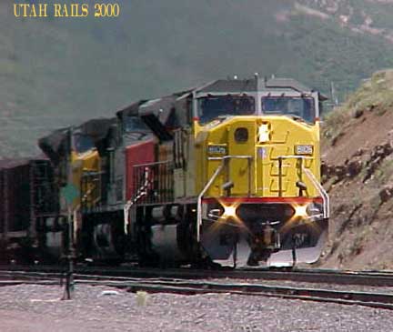 UP SD90/43AC west bound topping the hill at Soldies Summit, Utah.