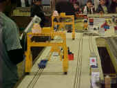 An intermodal terminal crane on the flower City Tinplate Trackers modular layout